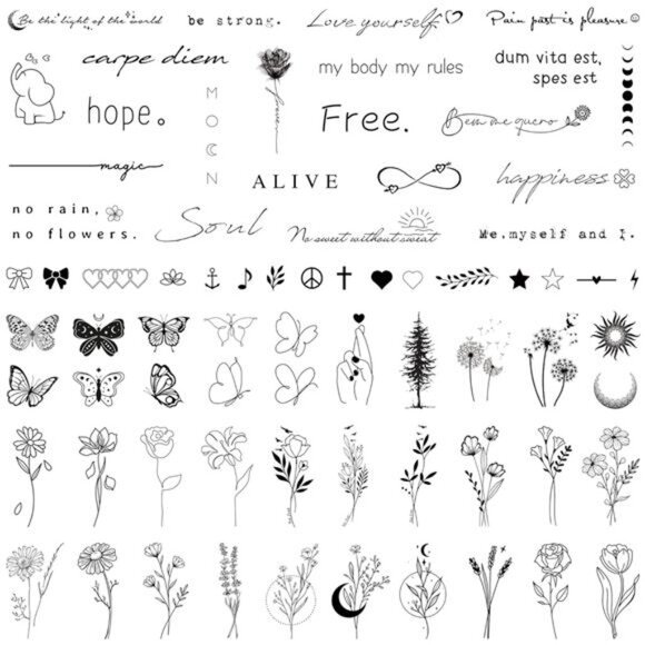 Realistic Temporary Tattoos for Women - 60 Sheets Tiny Small Removable Adult - Picture 1 of 16